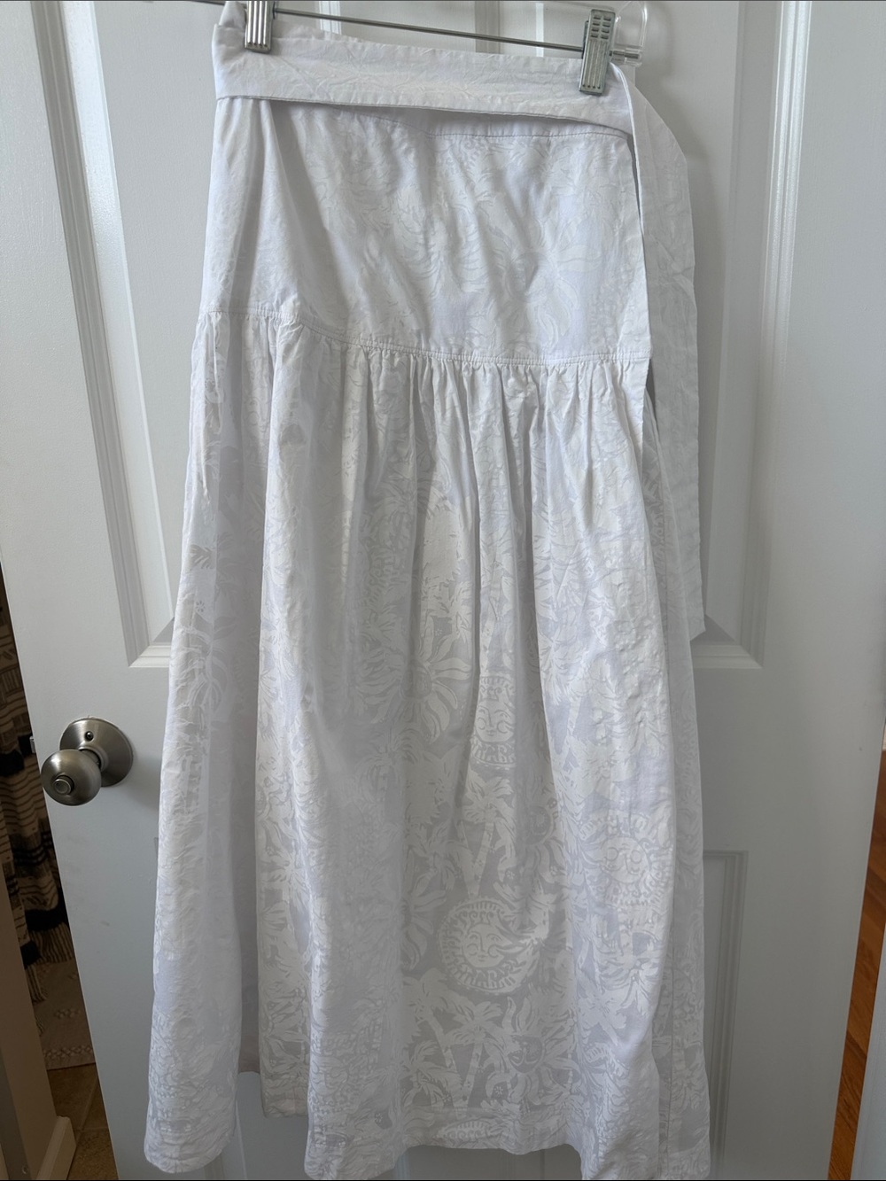 Lilly Pulitzer White Floral Jacquard Wrap Midi Skirt